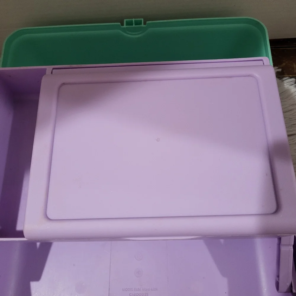 Vintage 90’s Caboodles of California Teal & Purple Makeup Box Case